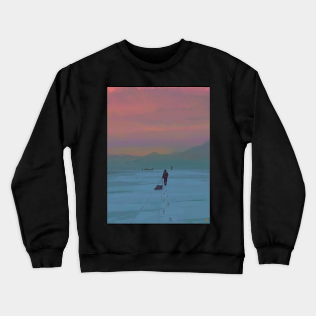 Almost There - Snowy Landscape Digital painting Crewneck Sweatshirt by JoshWhiteArt